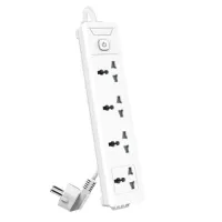 Deli ET403 2-Pin 4-Port 3-Meter Cable White Power Strip